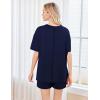 imageEkouaer Womens 2 Piece Pajama Sets Short Sleeve Lounge Sets Soft Round Neck Top and Shorts SleepwearNavy Blue