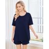 imageEkouaer Womens 2 Piece Pajama Sets Short Sleeve Lounge Sets Soft Round Neck Top and Shorts SleepwearNavy Blue