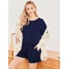 imageEkouaer Womens 2 Piece Pajama Sets Short Sleeve Lounge Sets Soft Round Neck Top and Shorts SleepwearNavy Blue