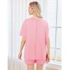imageEkouaer Womens 2 Piece Pajama Sets Short Sleeve Lounge Sets Soft Round Neck Top and Shorts SleepwearPink