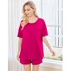 imageEkouaer Womens 2 Piece Pajama Sets Short Sleeve Lounge Sets Soft Round Neck Top and Shorts SleepwearRose Red