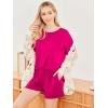 imageEkouaer Womens 2 Piece Pajama Sets Short Sleeve Lounge Sets Soft Round Neck Top and Shorts SleepwearRose Red