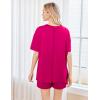 imageEkouaer Womens 2 Piece Pajama Sets Short Sleeve Lounge Sets Soft Round Neck Top and Shorts SleepwearRose Red