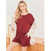 imageEkouaer Womens 2 Piece Pajama Sets Short Sleeve Lounge Sets Soft Round Neck Top and Shorts SleepwearWine Red