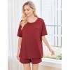 imageEkouaer Womens 2 Piece Pajama Sets Short Sleeve Lounge Sets Soft Round Neck Top and Shorts SleepwearWine Red