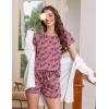 imageEkouaer Womens Pajama Set 2 Piece Soft Lounge Set Short Sleeve Cozy Sleepwear Pjs Set Casual Loose LoungewearPink Love