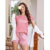 imageEkouaer Womens Pajama Set 2 Piece Soft Lounge Set Short Sleeve Cozy Sleepwear Pjs Set Casual Loose LoungewearPink Striped