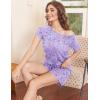 imageEkouaer Womens Pajama Set 2 Piece Soft Lounge Set Short Sleeve Cozy Sleepwear Pjs Set Casual Loose LoungewearPurple Starry