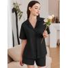 imageEkouaer Womens Pajama Sets 2 Piece Cotton Pjs Button Down Sleepwear Short Sleeve Lounge Set with PocketsBlack