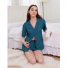 imageEkouaer Womens Pajama Sets 2 Piece Cotton Pjs Button Down Sleepwear Short Sleeve Lounge Set with PocketsBlue Green