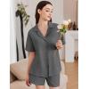 imageEkouaer Womens Pajama Sets 2 Piece Cotton Pjs Button Down Sleepwear Short Sleeve Lounge Set with PocketsDeep Grey