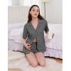 imageEkouaer Womens Pajama Sets 2 Piece Cotton Pjs Button Down Sleepwear Short Sleeve Lounge Set with PocketsDeep Grey