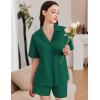 imageEkouaer Womens Pajama Sets 2 Piece Cotton Pjs Button Down Sleepwear Short Sleeve Lounge Set with PocketsGreen