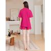 imageEkouaer Womens Pajama Sets 2 Piece Cotton Pjs Button Down Sleepwear Short Sleeve Lounge Set with PocketsHot Pink