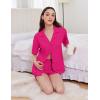 imageEkouaer Womens Pajama Sets 2 Piece Cotton Pjs Button Down Sleepwear Short Sleeve Lounge Set with PocketsHot Pink