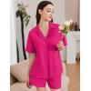imageEkouaer Womens Pajama Sets 2 Piece Cotton Pjs Button Down Sleepwear Short Sleeve Lounge Set with PocketsHot Pink