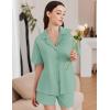 imageEkouaer Womens Pajama Sets 2 Piece Cotton Pjs Button Down Sleepwear Short Sleeve Lounge Set with PocketsLight Green
