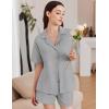 imageEkouaer Womens Pajama Sets 2 Piece Cotton Pjs Button Down Sleepwear Short Sleeve Lounge Set with PocketsLight Grey