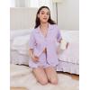 imageEkouaer Womens Pajama Sets 2 Piece Cotton Pjs Button Down Sleepwear Short Sleeve Lounge Set with PocketsLilac