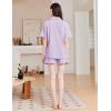 imageEkouaer Womens Pajama Sets 2 Piece Cotton Pjs Button Down Sleepwear Short Sleeve Lounge Set with PocketsLilac
