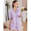 imageEkouaer Womens Pajama Sets 2 Piece Cotton Pjs Button Down Sleepwear Short Sleeve Lounge Set with PocketsLilac
