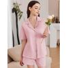 imageEkouaer Womens Pajama Sets 2 Piece Cotton Pjs Button Down Sleepwear Short Sleeve Lounge Set with PocketsPink