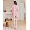 imageEkouaer Womens Pajama Sets 2 Piece Cotton Pjs Button Down Sleepwear Short Sleeve Lounge Set with PocketsPink