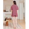 imageEkouaer Womens Pajama Sets 2 Piece Cotton Pjs Button Down Sleepwear Short Sleeve Lounge Set with PocketsRose Pink