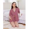 imageEkouaer Womens Pajama Sets 2 Piece Cotton Pjs Button Down Sleepwear Short Sleeve Lounge Set with PocketsRose Pink