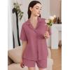 imageEkouaer Womens Pajama Sets 2 Piece Cotton Pjs Button Down Sleepwear Short Sleeve Lounge Set with PocketsRose Pink