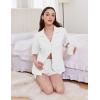 imageEkouaer Womens Pajama Sets 2 Piece Cotton Pjs Button Down Sleepwear Short Sleeve Lounge Set with PocketsWhite