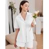 imageEkouaer Womens Pajama Sets 2 Piece Cotton Pjs Button Down Sleepwear Short Sleeve Lounge Set with PocketsWhite
