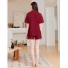imageEkouaer Womens Pajama Sets 2 Piece Cotton Pjs Button Down Sleepwear Short Sleeve Lounge Set with PocketsWine Red