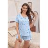 imageEkouaer Womens Pajama Sets 2 Piece Short Sleeve Sleepwear Comfy Ruffle Lounge Shorts Set Soft Summer Cute PJ with PocketsBlue Planet