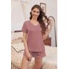 imageEkouaer Womens Pajama Sets 2 Piece Short Sleeve Sleepwear Comfy Ruffle Lounge Shorts Set Soft Summer Cute PJ with PocketsDusty Pink