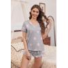 imageEkouaer Womens Pajama Sets 2 Piece Short Sleeve Sleepwear Comfy Ruffle Lounge Shorts Set Soft Summer Cute PJ with PocketsGrey Star