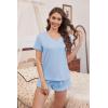 imageEkouaer Womens Pajama Sets 2 Piece Short Sleeve Sleepwear Comfy Ruffle Lounge Shorts Set Soft Summer Cute PJ with PocketsLight Blue