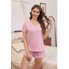 imageEkouaer Womens Pajama Sets 2 Piece Short Sleeve Sleepwear Comfy Ruffle Lounge Shorts Set Soft Summer Cute PJ with PocketsPink