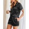 imageEkouaer Womens Pajamas Set Silk Shirt and Shorts Button Down Pj Sets Two Piece Satin Lounge Sets with PocketsBlack