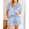 imageEkouaer Womens Pajamas Set Silk Shirt and Shorts Button Down Pj Sets Two Piece Satin Lounge Sets with PocketsBlue Monkeys Bananas