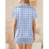 imageEkouaer Womens Pajamas Set Silk Shirt and Shorts Button Down Pj Sets Two Piece Satin Lounge Sets with PocketsBlue Monkeys Bananas