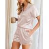 imageEkouaer Womens Pajamas Set Silk Shirt and Shorts Button Down Pj Sets Two Piece Satin Lounge Sets with PocketsChampagne