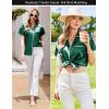 imageEkouaer Womens Pajamas Set Silk Shirt and Shorts Button Down Pj Sets Two Piece Satin Lounge Sets with PocketsGreen