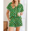 imageEkouaer Womens Pajamas Set Silk Shirt and Shorts Button Down Pj Sets Two Piece Satin Lounge Sets with PocketsGreen Christmas Candies