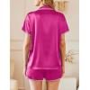 imageEkouaer Womens Pajamas Set Silk Shirt and Shorts Button Down Pj Sets Two Piece Satin Lounge Sets with PocketsHot Pink