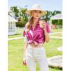 imageEkouaer Womens Pajamas Set Silk Shirt and Shorts Button Down Pj Sets Two Piece Satin Lounge Sets with PocketsHot Pink