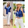 imageEkouaer Womens Pajamas Set Silk Shirt and Shorts Button Down Pj Sets Two Piece Satin Lounge Sets with PocketsNavy Blue