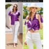 imageEkouaer Womens Pajamas Set Silk Shirt and Shorts Button Down Pj Sets Two Piece Satin Lounge Sets with PocketsPurple