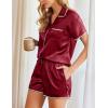 imageEkouaer Womens Pajamas Set Silk Shirt and Shorts Button Down Pj Sets Two Piece Satin Lounge Sets with PocketsRed