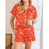imageEkouaer Womens Pajamas Set Silk Shirt and Shorts Button Down Pj Sets Two Piece Satin Lounge Sets with PocketsRed Christmas Trees
